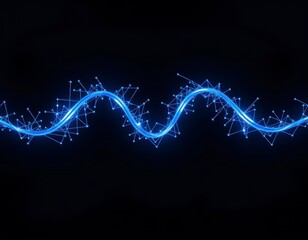 Futuristic Blue Wave Digital Data Flow