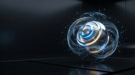 Stunning glowing orb with swirling blue and gold light