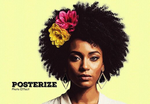 Retro Posterized Halftone Portrait Photo Effect Mockup