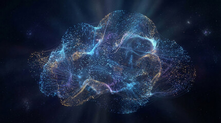 Stunning brain network visualization with glowing blue connections