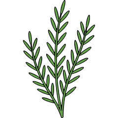 Obraz premium Hand-Drawn Green Foliage Branch Illustration