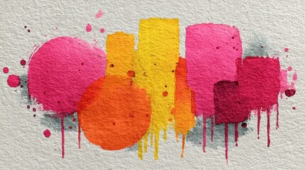 Colorful Abstract Shapes Dripping Paint on Light Background