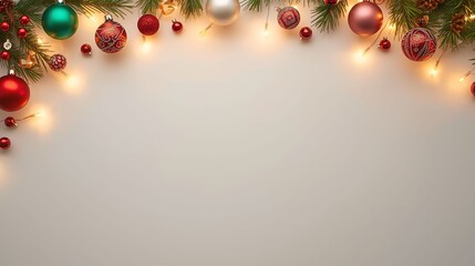 lively merry christmas christmas decorations flat lay with copy space stock photo background ready for text or design overlay