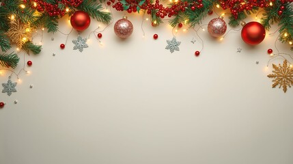 lively merry christmas christmas decorations flat lay with copy space stock photo background ready for text or design overlay