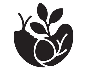 black olives with leaves,vector illustration of an apple tree