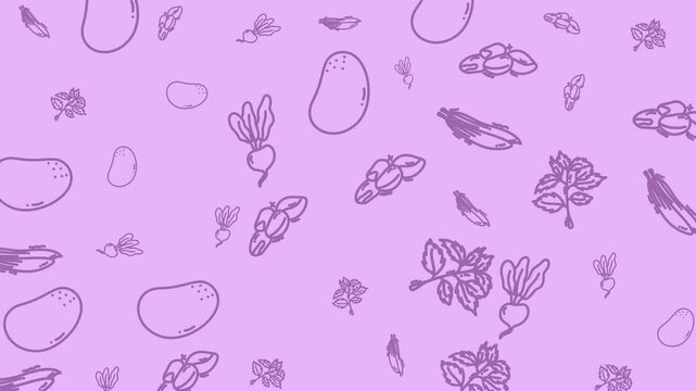 Welcome warmth to farmtotablethemed designs with vibrant potatoes and beets on a light purple background. Ideal for organic food products.