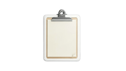 Clipboard with Paper on White Background