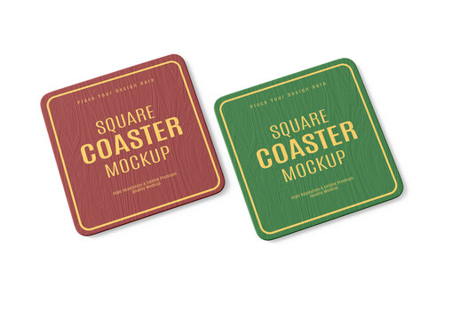 Square Coaster Mockup Set Template