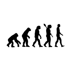 Human Evolution Silhouette From Ape to Modern Man