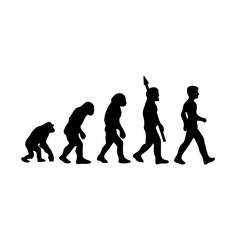 Human Evolution Silhouette From Ape to Modern Man