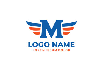 Fototapeta premium Letter M wing concept logo design for your branding and identity