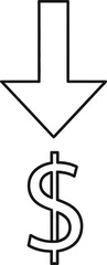 Dollar sign with downward arrow symbol