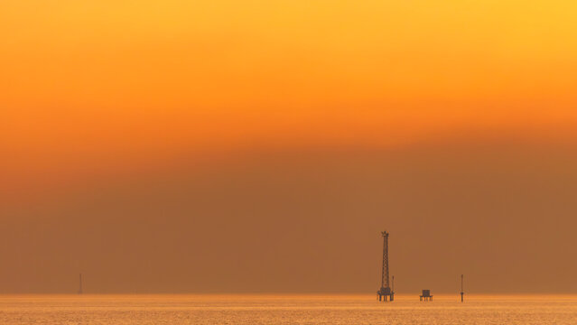 sunset in the fog