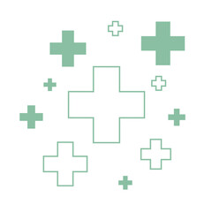 Medical Cross Icon with Healthcare Plus Symbols