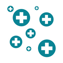 Medical Cross Icon with Healthcare Plus Symbols
