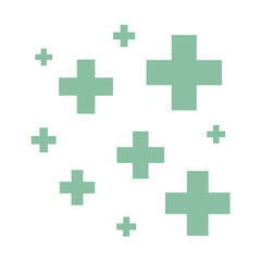 Medical Cross Icon with Healthcare Plus Symbols