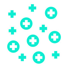 Medical Cross Icon with Healthcare Plus Symbols