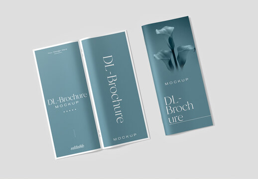 Vertical DL Bi- Fold Brochure Mockup