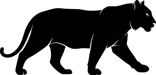 Simple Design of Silhouette vector of Tiger Walking Vector