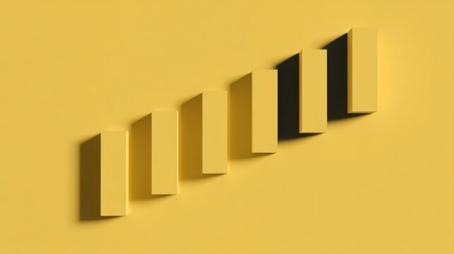 A diagonal arrangement of eight rectangular blocks with six solid yellow and two empty spaces forming an r1 pattern agai