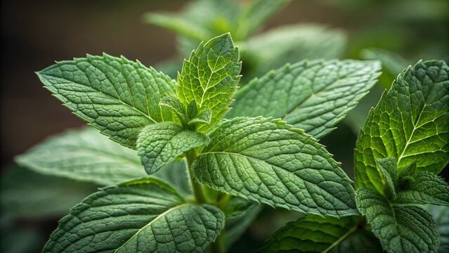 Fresh green mint leaves arranged on solid bright green background creating vibrant natural botanical composition perfect for organic product packaging design and wellness branding - Powered by Adobe