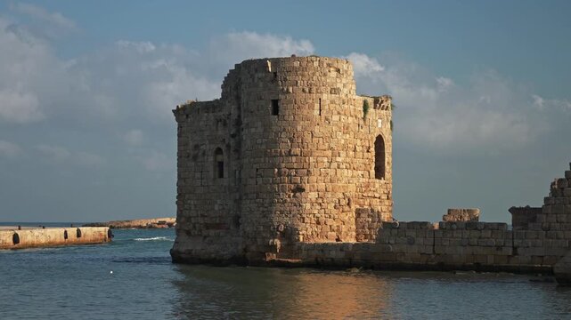 Fortified Tower of Sidon Sea Castle Lebanon