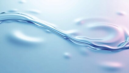 Clear light blue liquid surface with flowing waves and subtle pink and white highlights