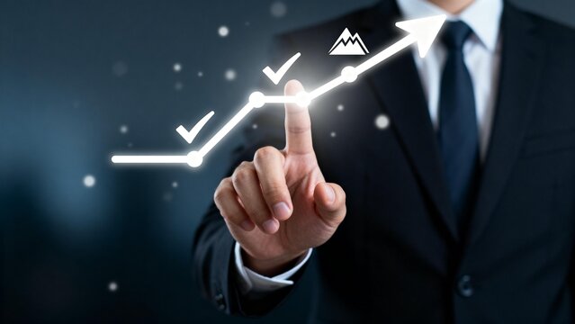 Businessman interacting with growth chart - Powered by Adobe