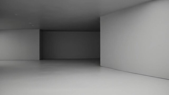 Minimalist interior with white walls, curved architecture, and indirect light