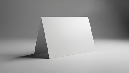 Blank White Folded Card Mockup Template on Simple Grey Background Minimal Design