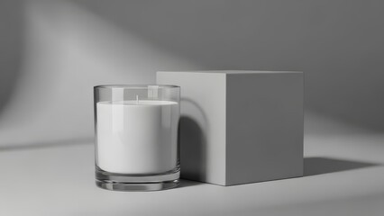 Minimalist White Candle Mockup Product Display Still Life
