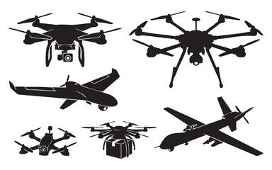 Drone and UAV Silhouette Set