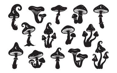 Magic Fantasy Mushroom Silhouettes