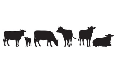 Grazing Cow Herd Silhouettes
