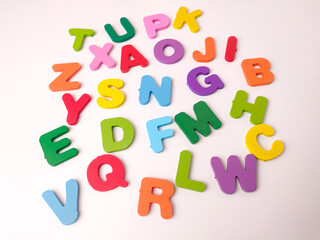 Naklejka premium Colorful wooden alphabet letters