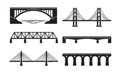 Architectural Bridge Structure Silhouettes