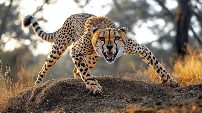 Chese walking on the ground.
