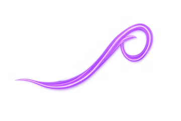 Glowing purple neon light effect with swirling dynamic energy trail creating speed motion curve on transparent background