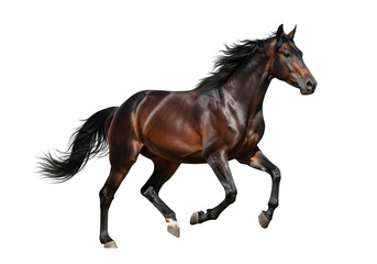 Fototapeta premium Majestic brown horse running dynamically on transparent background