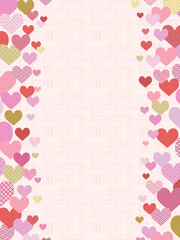 ハートの背景⑯縦_和柄_左右_ピンク算木くずし