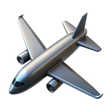 Modern silver airplane flying through clear sky