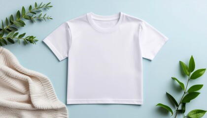 Blank T-Shirt Mockup &ndash; Flat & Folded, Bright Lifestyle Background, High Resolution
