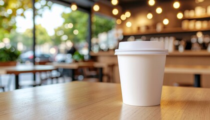 Takeaway Coffee Cup Mockup &ndash; White Cup, Minimalist Pastel Background, High Resolution

