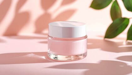 Transparent Skincare Cream Jar Mockup &ndash; Blank Label, Pastel Background, High Resolution
