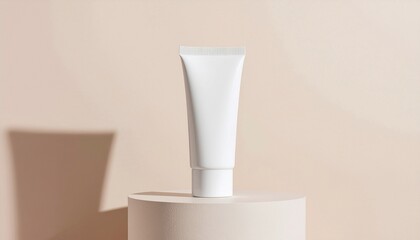 Matte White Skincare Tube Mockup &ndash; Blank Label, Premium Studio Background
