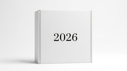 Minimalist White Box with the Year 2026 Displayed.