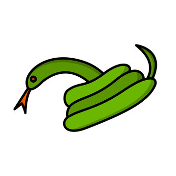 Flat design green snake icon. Vector.