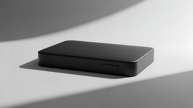 Sleek black rectangular box with soft shadows