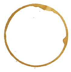 coffee stain 18. Vintage coffee stain image carved on white background
