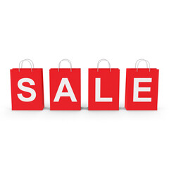 Red sale shopping bags icon for retail promotions
